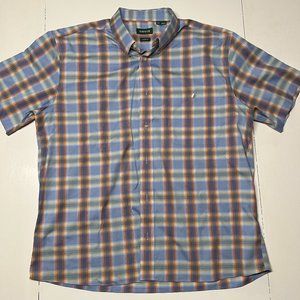 Orvis Shirt Mens XL Extra Large Multicolor Plaid Short Sleeve Button Up